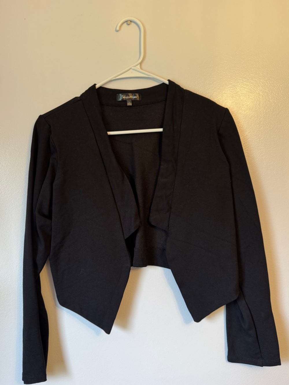Black Cropped Open-Front Bolero Jacket